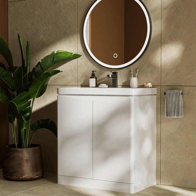 Zentro 800mm Floorstanding White Vanity Unit