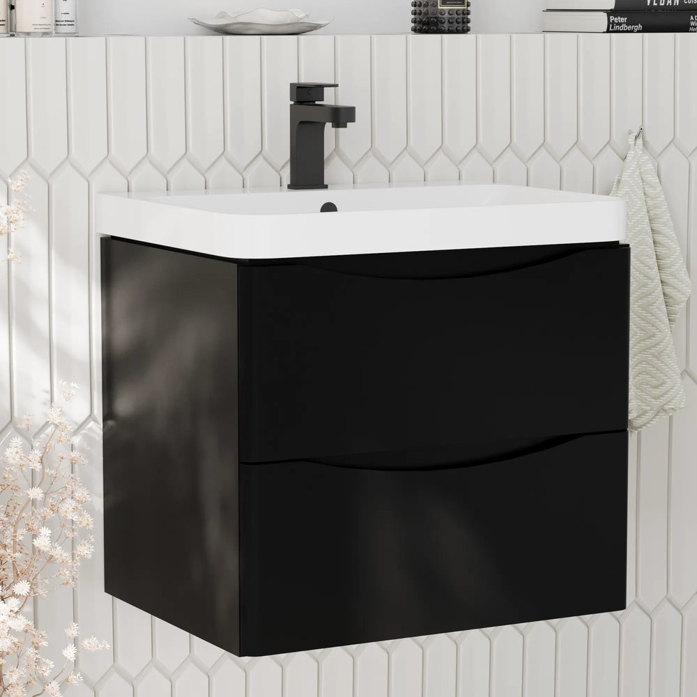 Zentro 600mm Wall Hung Black Vanity Unit