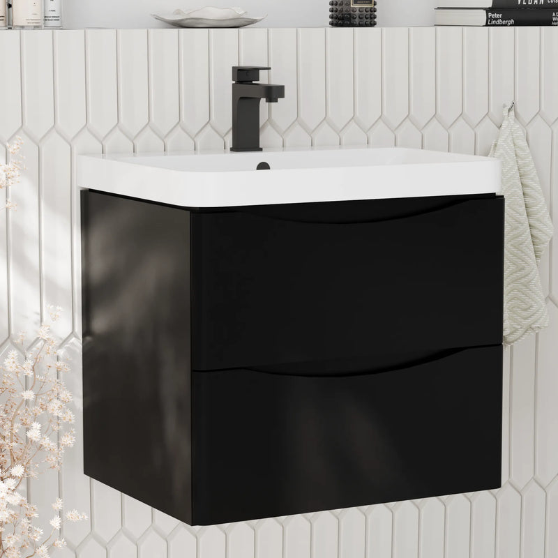 Zentro 600mm Wall Hung Black Vanity Unit