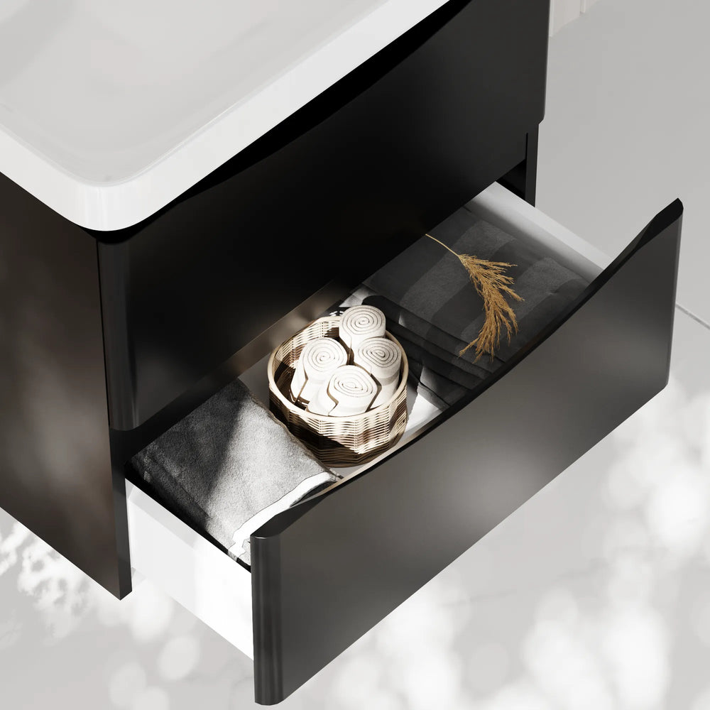 Zentro 600mm Wall Hung Black Vanity Unit