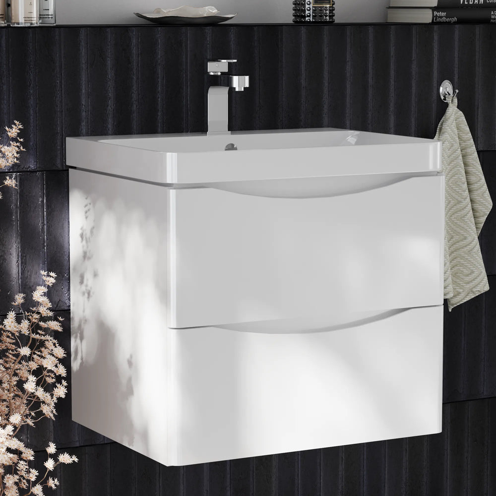 Zentro 600mm Wall Hung White Vanity Unit