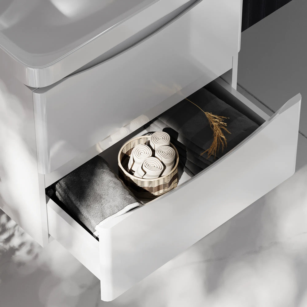 Zentro 600mm Wall Hung White Vanity Unit