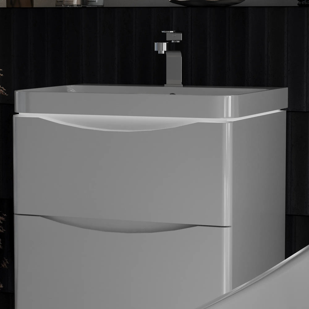 Zentro 600mm Wall Hung White Vanity Unit