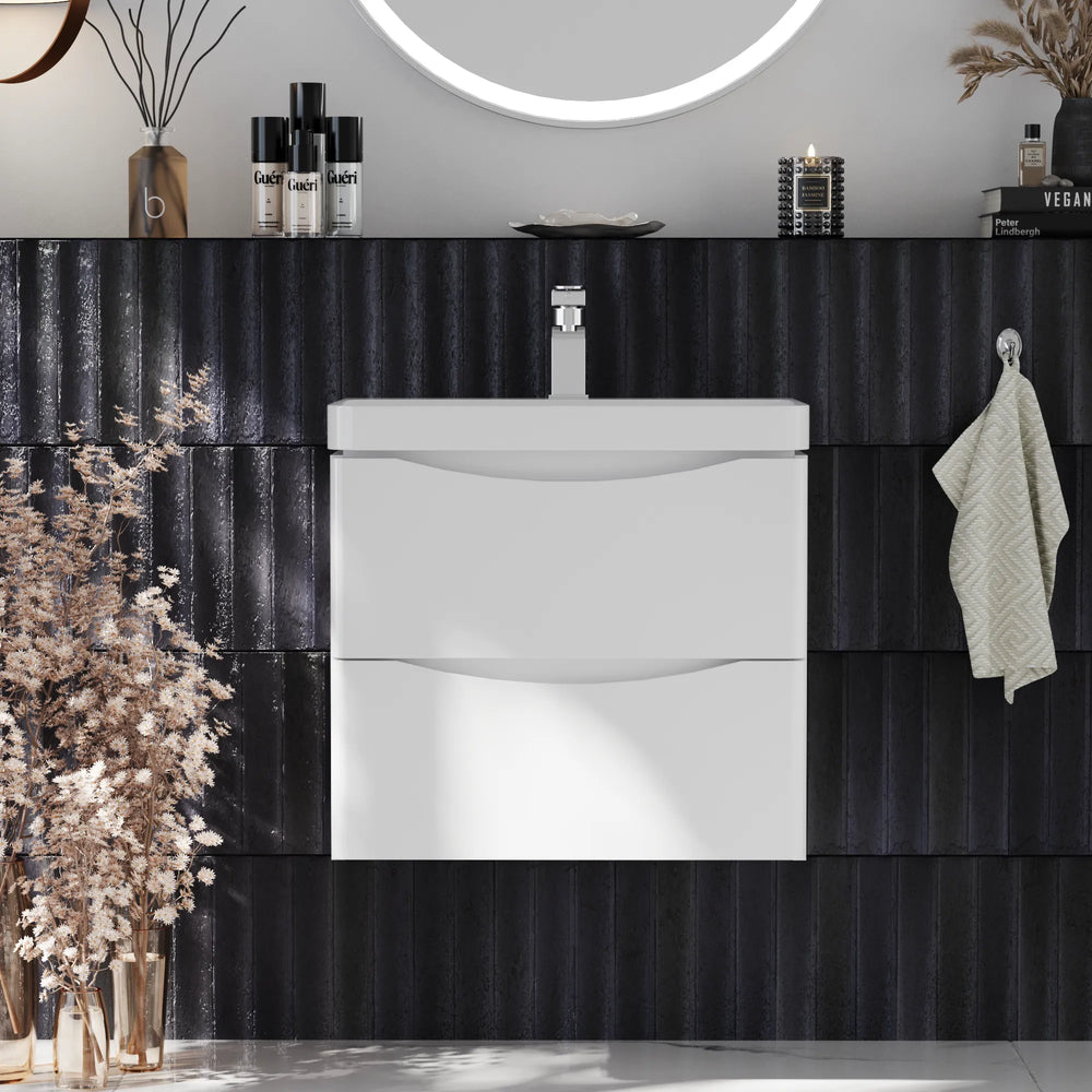 Zentro 600mm Wall Hung White Vanity Unit