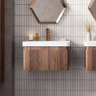 Wabi 605mm Wall Hung 1 Drawer Unit and Basin Walnut