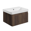 Wabi 605mm Wall Hung 1 Drawer Unit and Basin Walnut