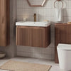 Wabi 605mm Wall Hung 1 Drawer Unit and Basin Walnut