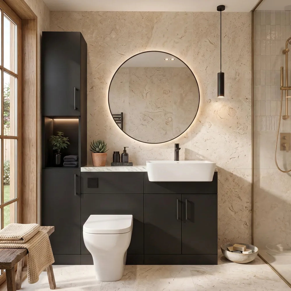 Oliver Modern Black Fitted Furniture Combination with Tall Boy Storage