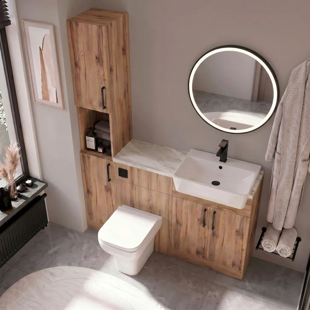 Oliver Modern Oak Fitted Furniture Combination with Tall Boy Storage