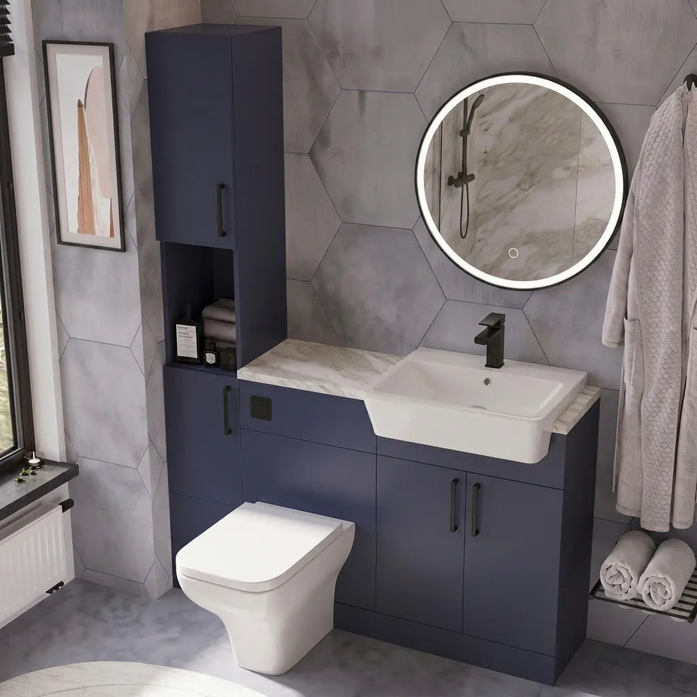 Oliver Modern Blue Fitted Furniture Combination with Tall Boy Storage