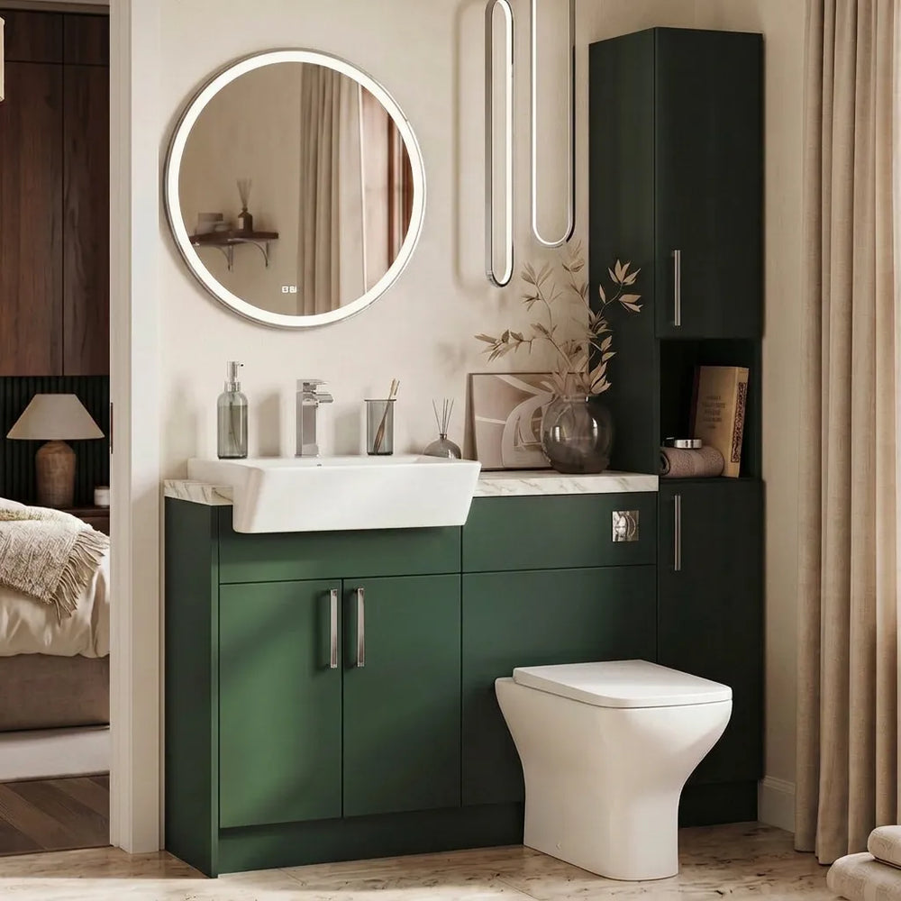 Oliver Modern Green Fitted Furniture Combination with Tall Boy Storage