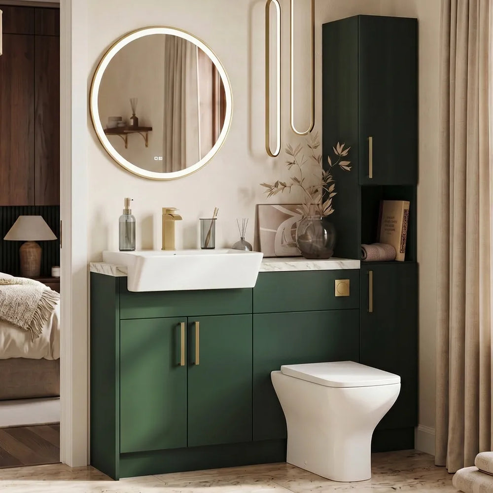 Oliver Modern Green Fitted Furniture Combination with Tall Boy Storage