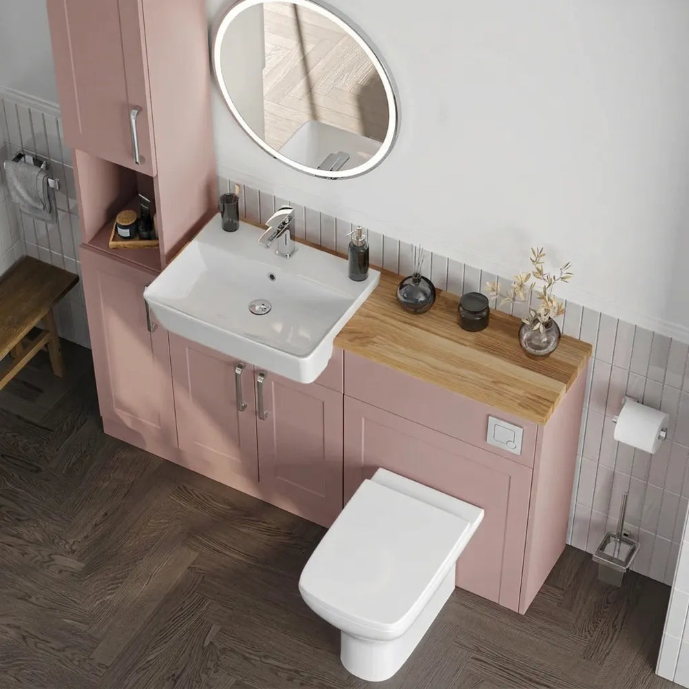 Oliver Pink Shaker Fitted Furniture Combination with Tall Boy Storage