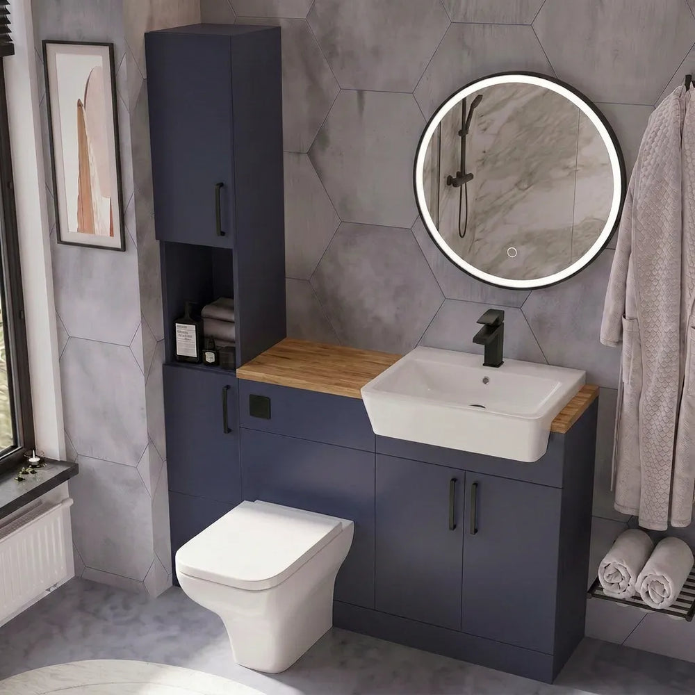 Oliver Modern Blue Fitted Furniture Combination with Tall Boy Storage