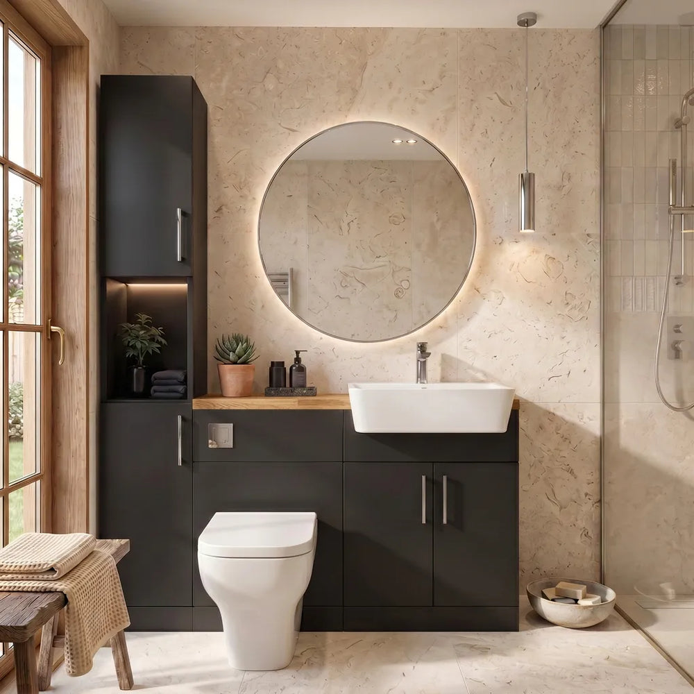 Oliver Modern Black Fitted Furniture Combination with Tall Boy Storage
