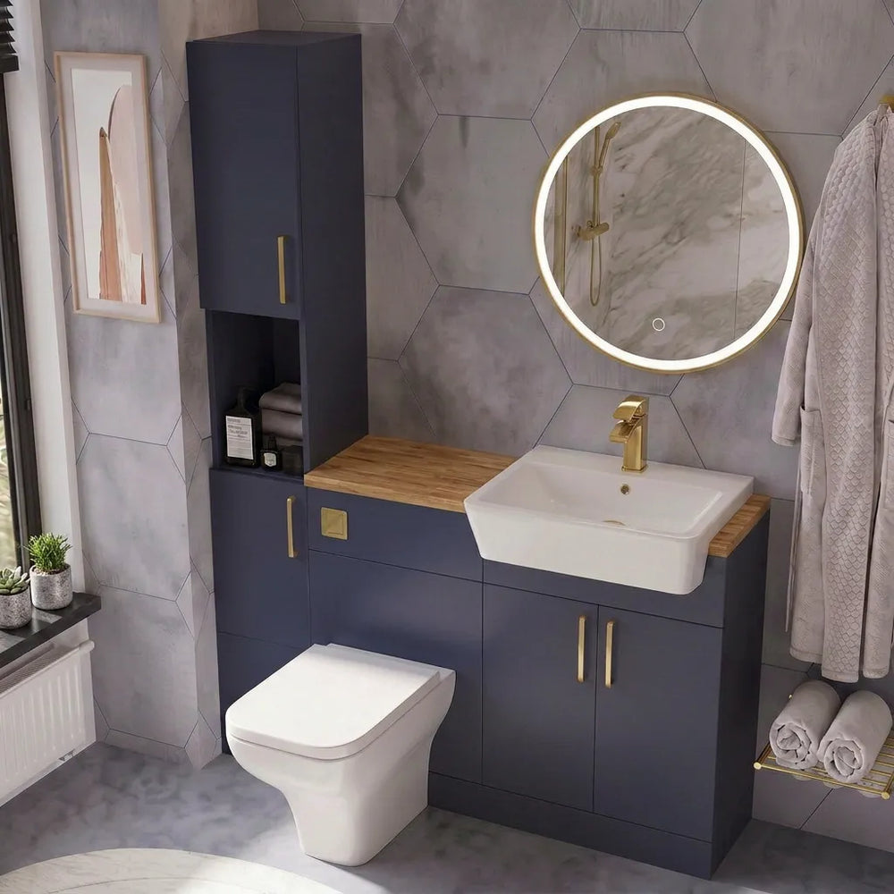 Oliver Modern Blue Fitted Furniture Combination with Tall Boy Storage