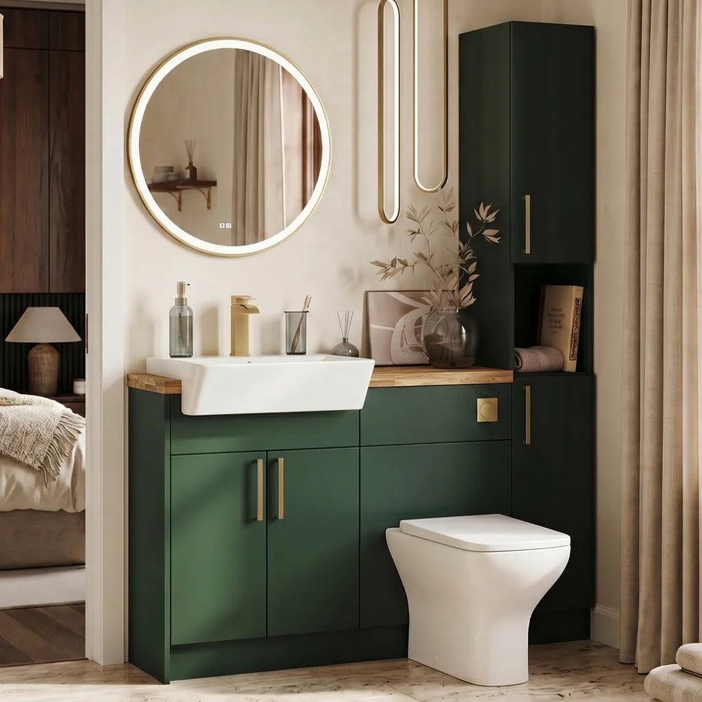 Oliver Modern Green Fitted Furniture Combination with Tall Boy Storage