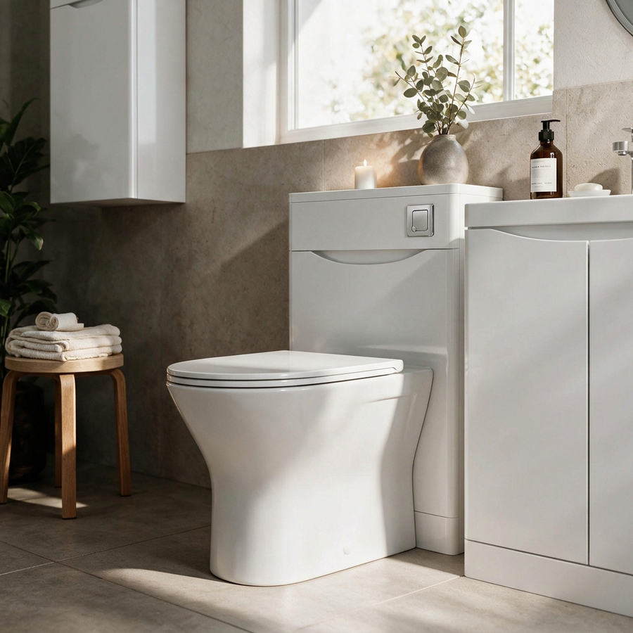 Zentro White Suite with Odessa Chrome 800mm Quadrant Enclosure — Vanity, Toilet Unit, Shower & Mirror