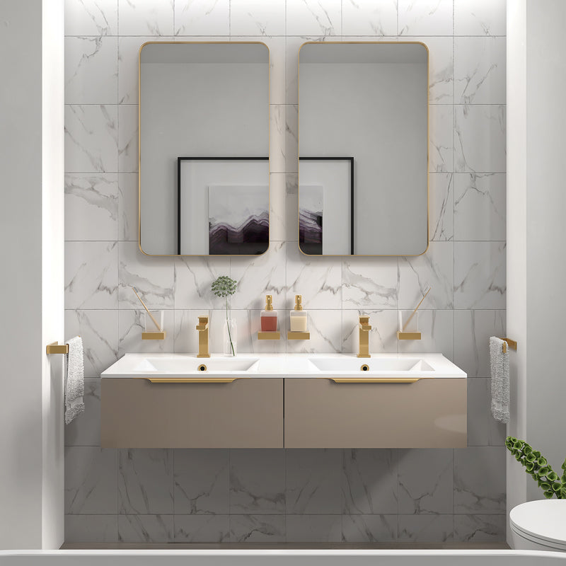 Jivana Gold 1200mm Twin Sink Wall Hung Basin Unit with Drawers