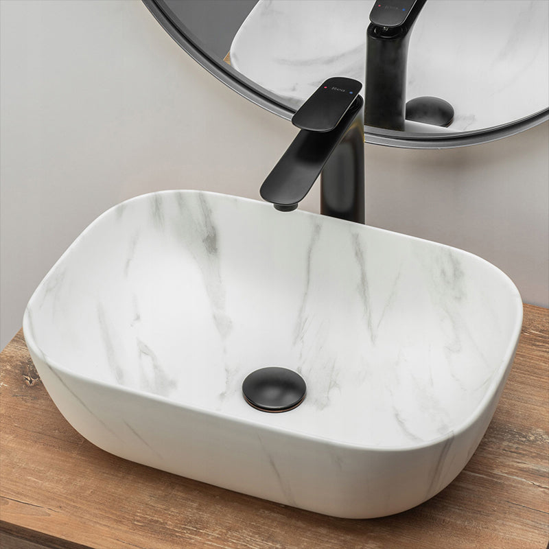 Bodine Matt White Marble Countertop Basin