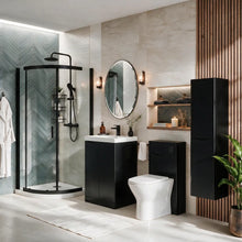Zentro Black Suite with Odessa Black 800mm Quadrant Enclosure — Vanity, Toilet Unit, Shower & Mirror