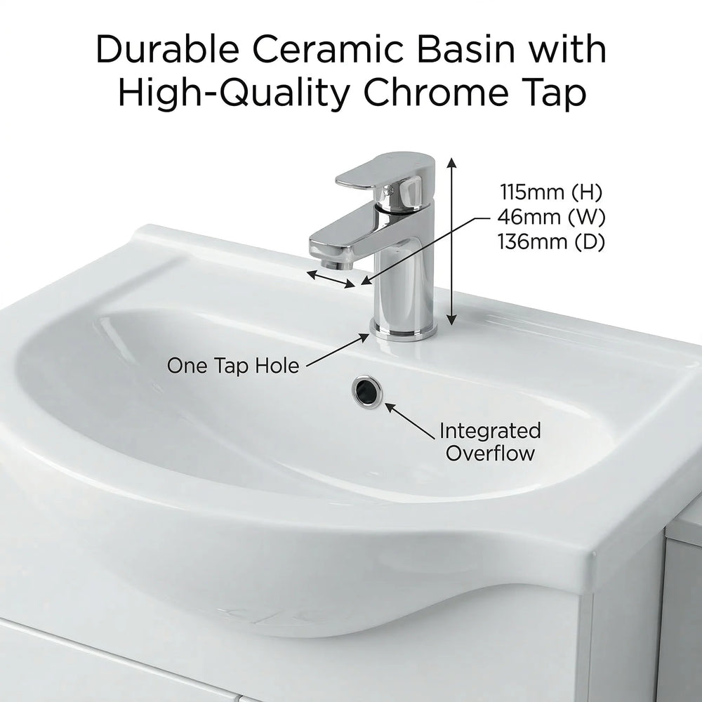 Kiana 1050mm Combination Vanity Unit & BTW Toilet Complete Suite