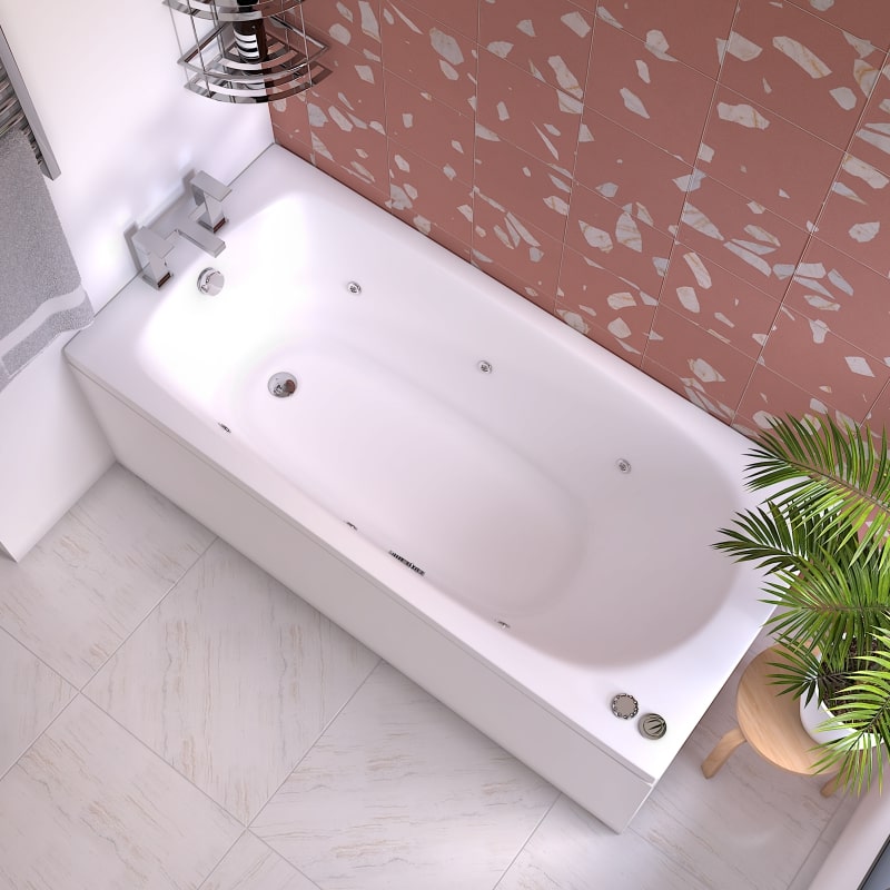 1500 x 700mm 6 or 14 Jets Single Ended Whirlpool Bath Mercury