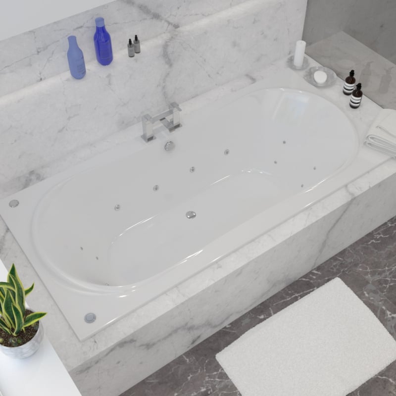 1900 x 900mm Large Double Ended 16 Jets Whirlpool Bath Stratos Duo