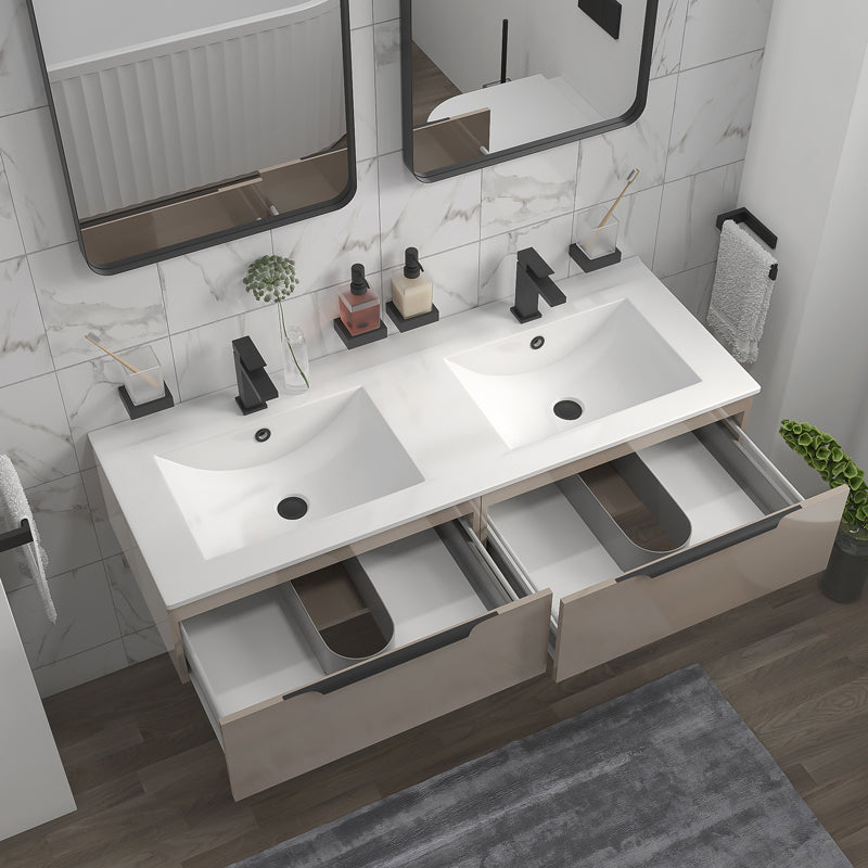 Jivana Gold 1200mm Twin Sink Wall Hung Basin Unit with Drawers