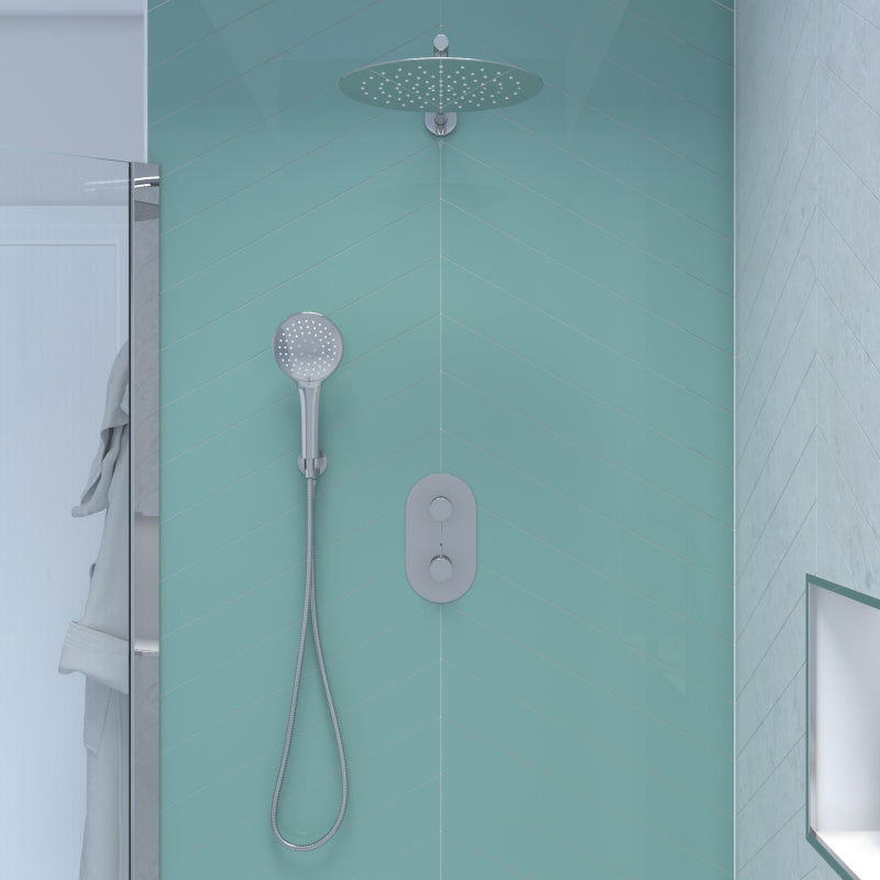 Concealed Shower Twin Valve, Fixed Shower Head & Handset Round