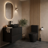 Linnea 700mm Wall Hung Countertop Vanity Unit with Alessio Black Close Coupled Toilet