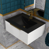 Jivana 600mm White Wall Hung Vanity Unit with Matt Black Basin