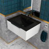 Jivana 600mm White Wall Hung Vanity Unit with Matt Black Basin