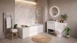 Linnea White Complete Bathroom Suite with 1700mm Whirlpool Shower Bath, Vanity Unit, Toilet, Shower & Heated Towel Rail