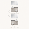 Reversible layout diagram showing the Oliver 1200mm combination with the basin on the left or right