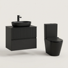 Linnea 700mm Wall Hung Countertop Vanity Unit with Alessio Black Close Coupled Toilet