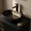 Linnea 700mm Wall Hung Countertop Vanity Unit with Alessio Black Close Coupled Toilet