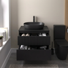 Linnea 700mm Wall Hung Countertop Vanity Unit with Alessio Black Close Coupled Toilet