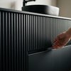 Linnea 700mm Wall Hung Countertop Vanity Unit with Alessio Black Close Coupled Toilet