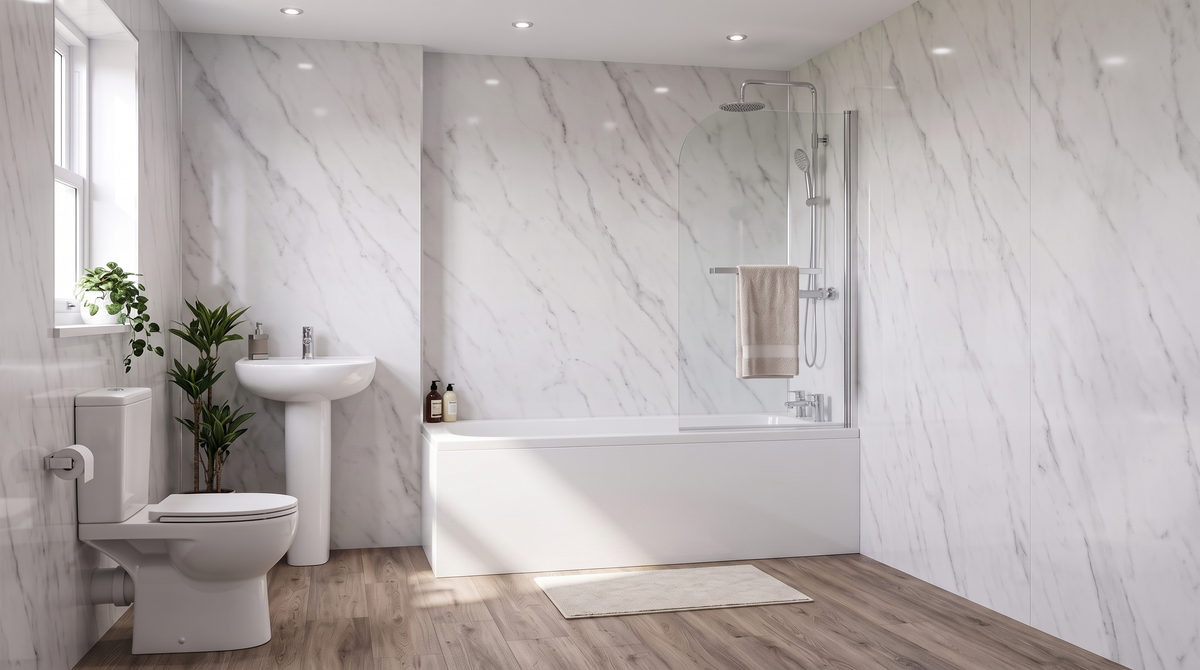 Galaxy Complete Bathroom Suite with 1700mm Bath, Shower, Bath Screen, Toilet & Basin