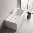 1700 x 800mm white double ended whirlpool bath with white panels, chrome bath filler tap and 14 chrome jets