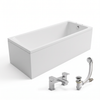 1800 x 800 Slim single ended bath set with panels, bath filler tap and pop up waste on a white background