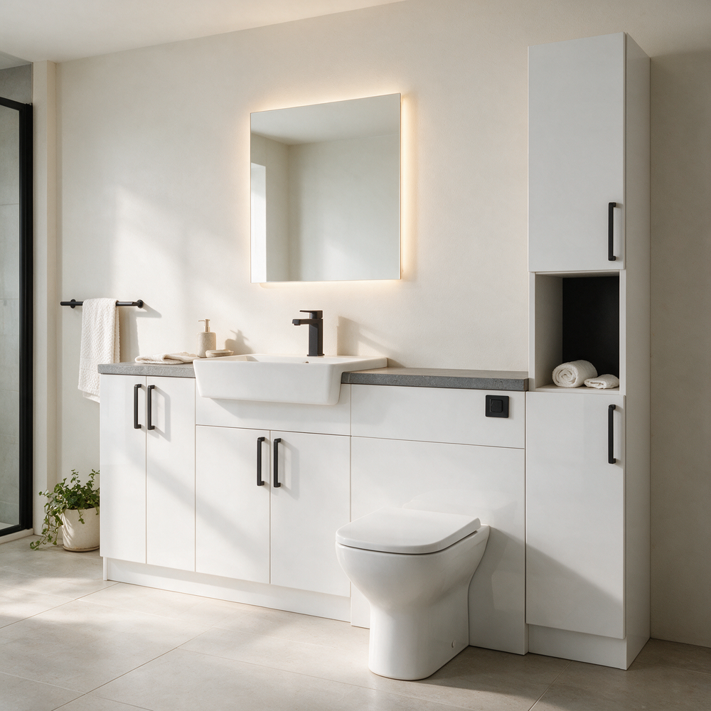 Oliver 1900 Gloss White Fitted Furniture Combination with Tall Boy