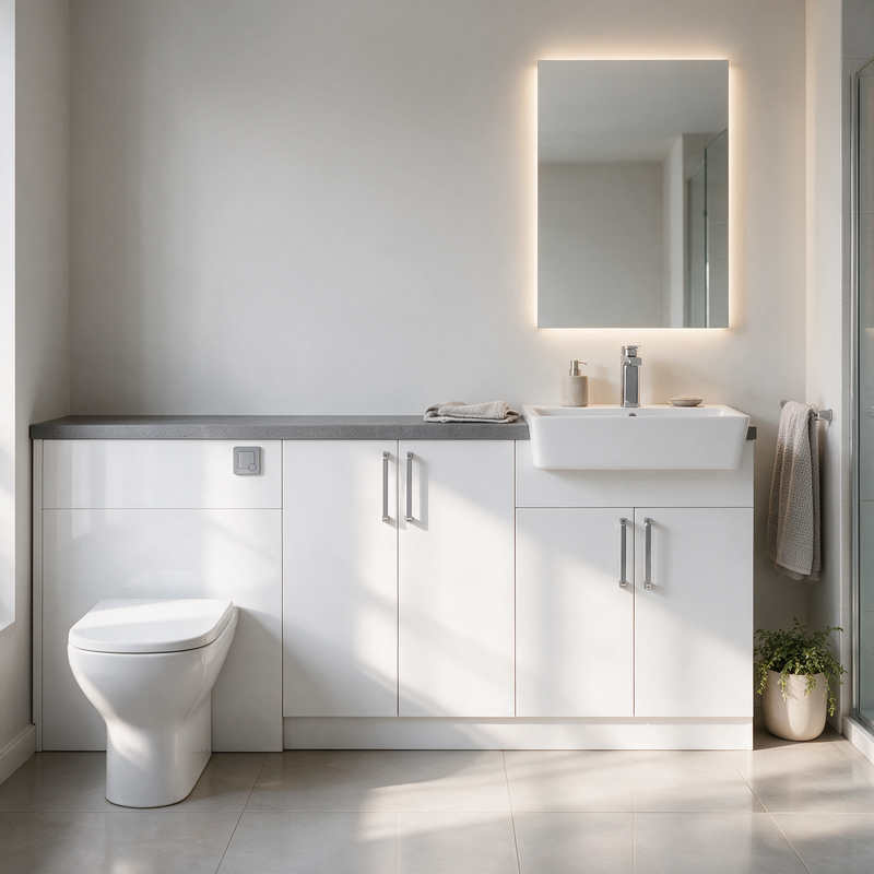 Oliver 1800 Gloss White Fitted Furniture Combination