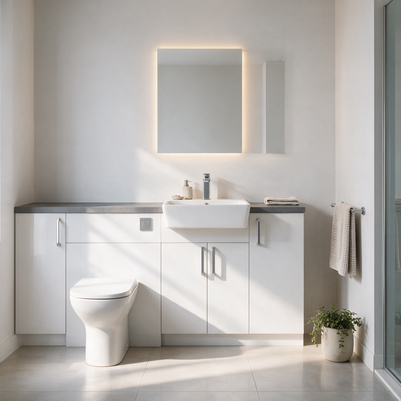 Oliver 1700 Gloss White Fitted Furniture Combination