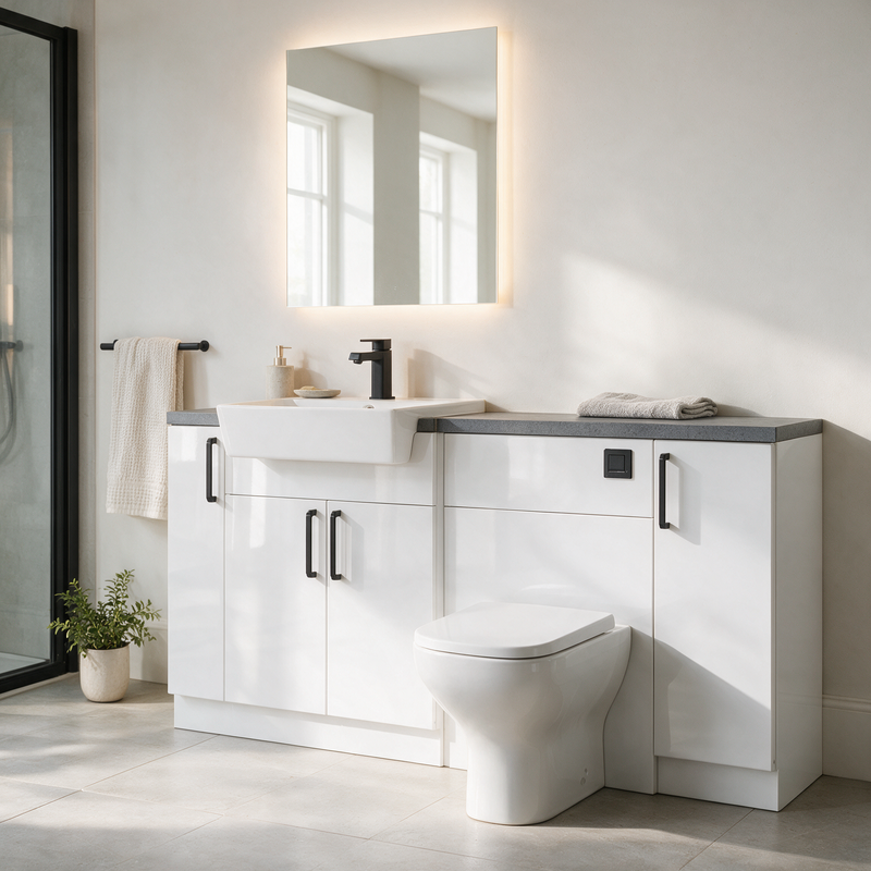 Oliver 1600 Gloss White Fitted Furniture Combination