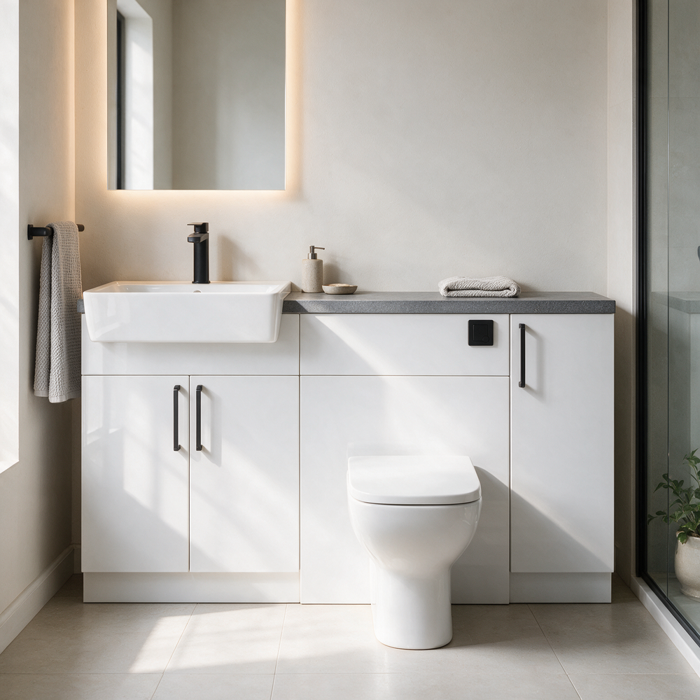 Oliver 1400 Gloss White Fitted Furniture Combination