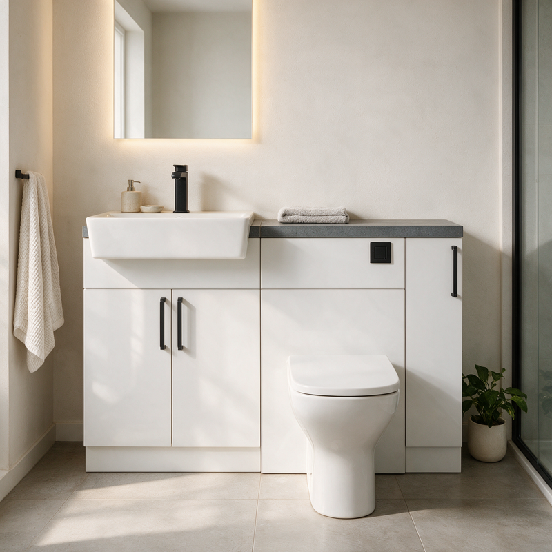 Oliver 1300 Gloss White Fitted Furniture Combination