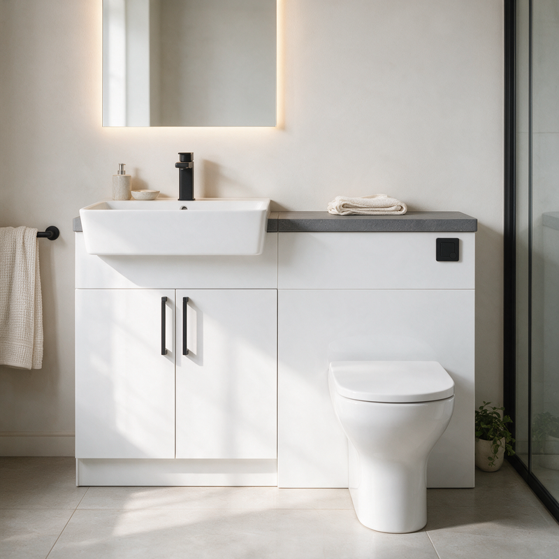 Oliver 1200 Gloss White Fitted Furniture Combination
