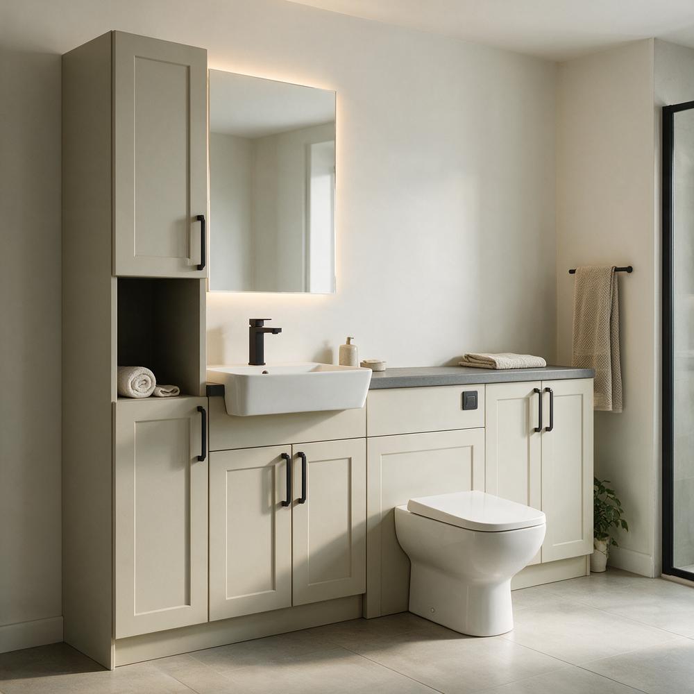 Oliver 2100 Cashmere Shaker Fitted Furniture Combination with Tall Boy